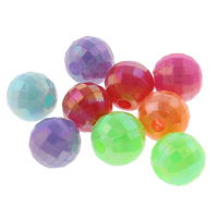 Perles  acrylique plaqué , Rond, Placage de couleur AB, facettes & couleur solide, couleurs mélangées, 6mm, Trou:Environ 1mm, Environ 4700PC/sac, Vendu par sac