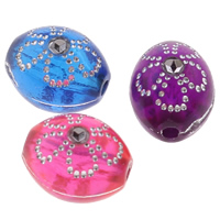 Silver Accent Acrylic Beads, Oval, transparent, mixed colors, 8x11mm, Hole:Approx 1mm, Approx 1800PCs/Bag, Sold By Bag