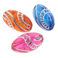 Silver Accent Acrylic Beads, Oval, transparent, mixed colors, 8x13mm, Hole:Approx 1mm, Approx 1300PCs/Bag, Sold By Bag