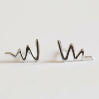 925 Sterling Silver Stud Earring, Snake, without earnut, 6x10.70mm, 20Pairs/Lot, Sold By Lot