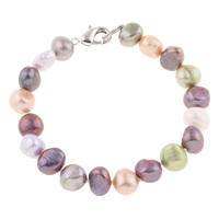 Freshwater Cultured Pearl Bracelet Freshwater Pearl brass lobster clasp Baroque multi-colored 8-9mm Sold Per Approx 7.5 Inch Strand