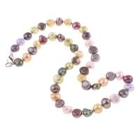 Природное пресноводное жемчужное ожерелье, Пресноводные жемчуги, латунь Замок-карабин, Стиль Барокко, различной длины для выбора, разноцветный, 8-9mm, продается Strand
