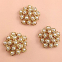Mobile Phone DIY Decoration Zinc Alloy with Resin Pearl Flower gold color plated nickel lead & cadmium free Sold By Lot