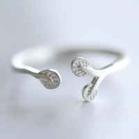 925 Sterling Silver Cuff finger ring, justerbar, 1.50mm, Storlek:5.5, 10PC/Lot, Säljs av Lot
