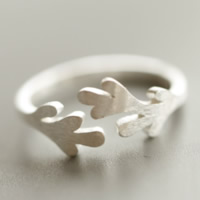 925 prata esterlina Cuff Ring Finger, ajustável & aço escovado, 4mm, tamanho:5.5, 10PCs/Lot, vendido por Lot