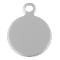 Stainless Steel Tag Charm Flat Round hand polished laser pattern & Customized original color Approx 2.5mm Sold By Bag