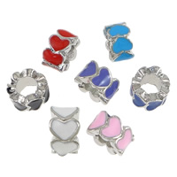 Zinc Alloy Large Hole Bead Donut platinum color plated enamel mixed colors Approx 5.5mm Sold By Lot