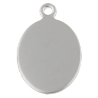 Stainless Steel Tag Charm Flat Oval hand polished laser pattern & Customized original color Approx 1.8mm Sold By Bag