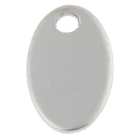 Stainless Steel Tag Charm Flat Oval hand polished laser pattern & Customized original color Approx 2.5mm Sold By Bag