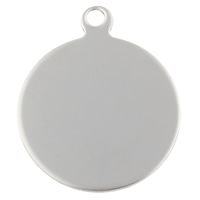 Stainless Steel Tag Charm Flat Round hand polished laser pattern & Customized original color Approx 2.5mm 50/