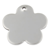 Stainless Steel Tag Charm Flower hand polished laser pattern & Customized original color Approx 2mm Sold By Bag