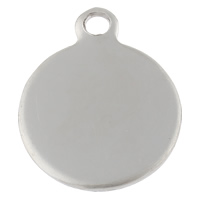 Stainless Steel Tag Charm Flat Round hand polished laser pattern & Customized original color Approx 2.5mm Sold By Bag