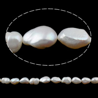 Perles nacres pommes de terre de culture d'eau douce, perle d'eau douce cultivée, pomme de terre, naturel, blanc, grade AAA, 12-16mm, Trou:Environ 0.8mm, Vendu par 15 pouce brin