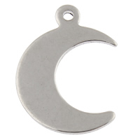 Stainless Steel Pendants, Moon, hand polished, original color, 12x16x0.50mm, Hole:Approx 1mm, 100PCs/Bag, Sold By Bag