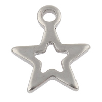 Stainless Steel Pendants, Star, hand polished, original color, 9x10x1mm, Hole:Approx 1.5mm, 100PCs/Bag, Sold By Bag