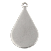 Stainless Steel Tag Charm, Teardrop, hand polished, laser pattern & Customized, original color, 10.50x18.50x1mm, Hole:Approx 1mm, 100PCs/Bag, Sold By Bag