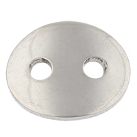Oval knapp Lås, ROSTFRITT STÅL, Flat Oval, handgjord polerad, ursprungliga färgen, 14x12x1mm, Hål:Ca 2mm, 100PC/Bag, Säljs av Bag