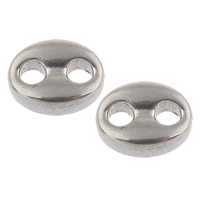 Stainless Steel Connector, Oval, hand polished, 1/1 loop, original color, 9x7x3mm, Hole:Approx 2mm, 100PCs/Bag, Sold By Bag