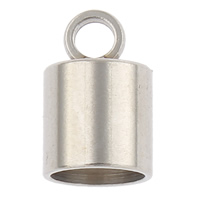 Stainless Steel End Caps, Column, original color, 7x11mm, Hole:Approx 2mm, 5.5-6mm, 100PCs/Bag, Sold By Bag