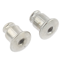 Stainless Steel Barrel Bullet Style Ear Nut, original color, 5x6mm, Hole:Approx 1mm, 500Pairs/Bag, Sold By Bag