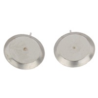Stainless Steel Earring Stud Component Flat Round original color Inner Approx 13mm Sold By Bag