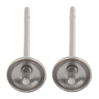 Stainless Steel Earring Stud Component, Flat Round, original color, 4x14mm, 2mm, 500Pairs/Bag, Sold By Bag