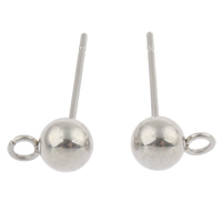 Stainless Steel Earring Stud Component, with loop, original color, 8x17x5mm, Hole:Approx 2mm, 50Pairs/Bag, Sold By Bag
