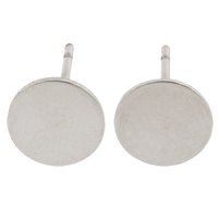 Stainless Steel Earring Stud Component Flat Round original color Sold By Bag