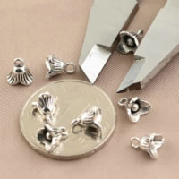 Thailand Sterling zilveren hangers, Thailand Sterling Silver, Bloem, 6x7.70mm, Gat:Ca 1.5mm, 70pC's/Lot, Verkocht door Lot