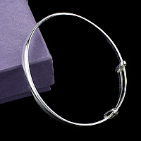 Ρυθμιζόμενη Wire Bangle, 925 Sterling Silver, ρυθμιζόμενο, 6mm, Εσωτερική διάμετρος:Περίπου 63x54mm, Μήκος Περίπου 7.5 inch, Sold Με PC