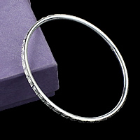 925 prata esterlina pulseira comum, flor de corte, 3mm, Diametro interno:Aprox 54mm, comprimento Aprox 6.5 inchaltura, vendido por PC