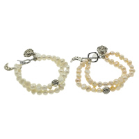 Freshwater Cultured Pearl Bracelet Freshwater Pearl with Crystal & Zinc Alloy Baroque natural charm bracelet 7-8mm Sold Per Approx 6.5 Inch Strand
