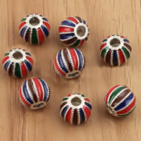 Thailand Sterling Silver Beads Drum imitation cloisonne & enamel & corrugated Approx 2.7mm Sold By Lot