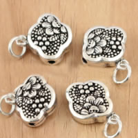 Bali Sterling Silver Pendants, Tailandia, com padrão de flores, 11x13.70x5.40mm, Buraco:Aprox 3.7mm, 15PCs/Lot, vendido por Lot