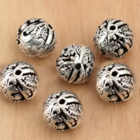 Bali Sterling Silber Perlen, Thailand, rund, hohl, 12mm, Bohrung:ca. 1.4mm, 15PCs/Menge, verkauft von Menge