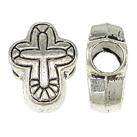 Tibetan Style European Beads, Cross, silver color plated, without troll & blacken, nickel, lead & cadmium free, 10x14x6mm, Hole:Approx 4.5mm, 300PCs/Lot, Sold By Lot