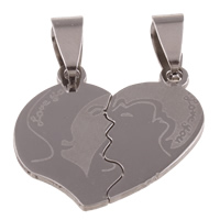 Stainless Steel Couple Pendants Heart word love you for couple original color Approx Sold By Bag