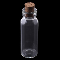 Smykker Perler Container, Glas, med træ prop, gennemsigtig, 16x49x16mm, 20pc'er/Bag, Solgt af Bag