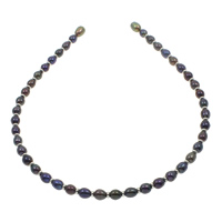 Hair Bands, Freshwater Pearl, with Brass, Rice, dark purple, 6-7mm, 125x145x6mm, Sold By PC
