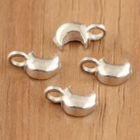 925 Sterling Silver Pendant, Moon, 5x9.50x2.70mm, Hole:Approx 1.8mm, 70PCs/Lot, Sold By Lot