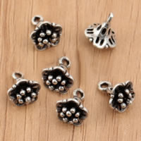 Thailand Sterling Silver Pendants, Flower, 7x9mm, Hole:Approx 1.5mm, 60PCs/Lot, Sold By Lot