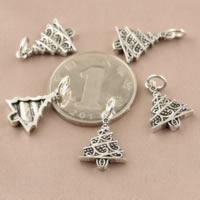 Thailand Sterling Silver Pendants, Christmas Tree, 13x22x2.50mm, Hole:Approx 3mm, 25PCs/Lot, Sold By Lot