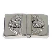 Stainless Steel Magnetic Clasp Findings, Rectangle, with skull pattern, original color, 30x17x7mm, Hole:Approx 15x3mm, Inner Diameter:Approx 1mm, 10PCs/Lot, Sold By Lot