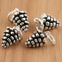 Thailand Sterling Silver Pendants, Pinecone, 7x16mm, Hole:Approx 3.8mm, 25PCs/Lot, Sold By Lot