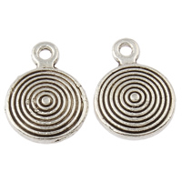 Tibetan Style Flat Round Pendants, antique silver color plated, nickel, lead & cadmium free, 8.50x11.50x2mm, Hole:Approx 1mm, Approx 909PCs/KG, Sold By KG