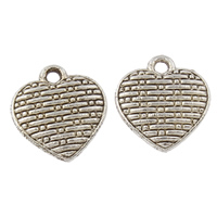 Tibetan Style Heart Pendants, antique silver color plated, nickel, lead & cadmium free, 11x12x2.50mm, Hole:Approx 1mm, Approx 1111PCs/KG, Sold By KG