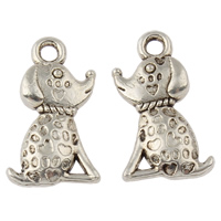 Tibetan Style Animal Pendants, Dog, antique silver color plated, nickel, lead & cadmium free, 10x18x3mm, Hole:Approx 1.5mm, Approx 952PCs/KG, Sold By KG
