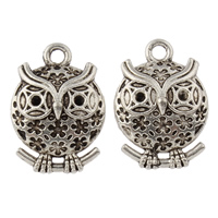 Tibetan Style Pendant Rhinestone Setting, Owl, antique silver color plated, nickel, lead & cadmium free, 13x18.50x5mm, Hole:Approx 1.5mm, Inner Diameter:Approx 1mm, Approx 452PCs/KG, Sold By KG