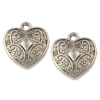 Tibetan Style Heart Pendants, antique silver color plated, nickel, lead & cadmium free, 15.50x17.50x3mm, Hole:Approx 2mm, Approx 952PCs/KG, Sold By KG