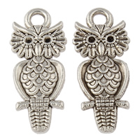Tibetan Style Pendant Rhinestone Setting, Owl, antique silver color plated, nickel, lead & cadmium free, 9x21.50x2.50mm, Hole:Approx 2mm, Inner Diameter:Approx 1mm, Approx 1250PCs/KG, Sold By KG